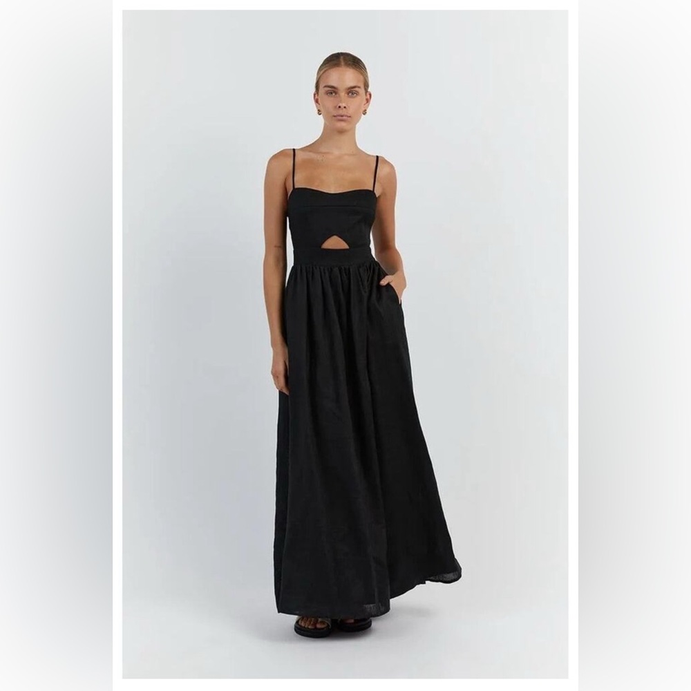 NWT DISSH Harper Linen Dress Black Size US 10 (Aus 14)